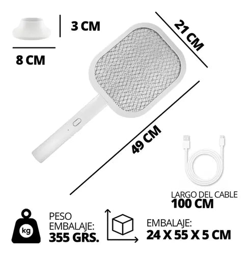 Paleta Matamosquitos Recargable UV | Trampa Zapper 2-en-1