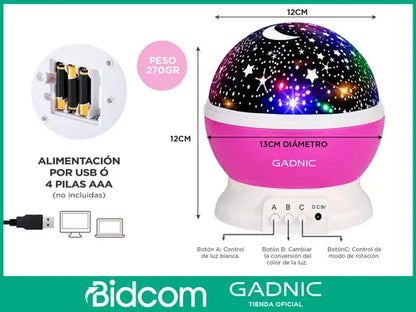 Proyector De Estrellas Gadnic Led Giratorio 3 Rgb Luz Cálida