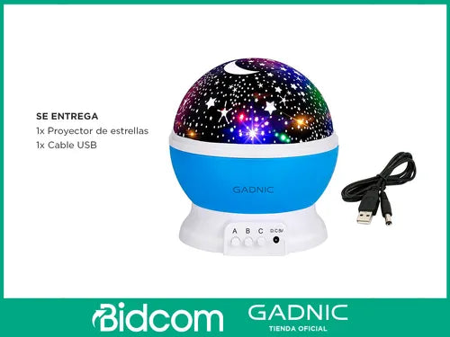 Proyector De Estrellas Gadnic Led Giratorio 3 Rgb Luz Cálida