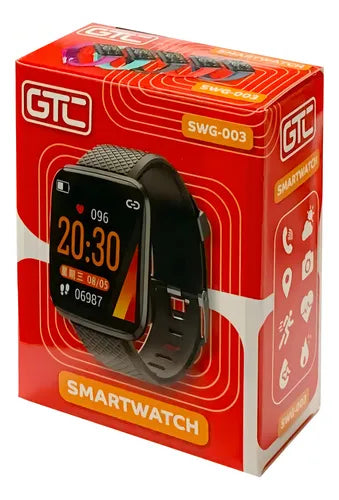 Smart Watch Gtc Swg-003 Reloj Inteligente Color de la caja Roja Color de la malla Negro