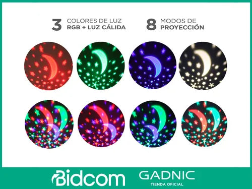 Proyector De Estrellas Gadnic Led Giratorio 3 Rgb Luz Cálida