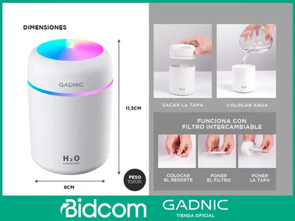 Humificador Difusor Gadnic Ultrasonico Aromático Electrico