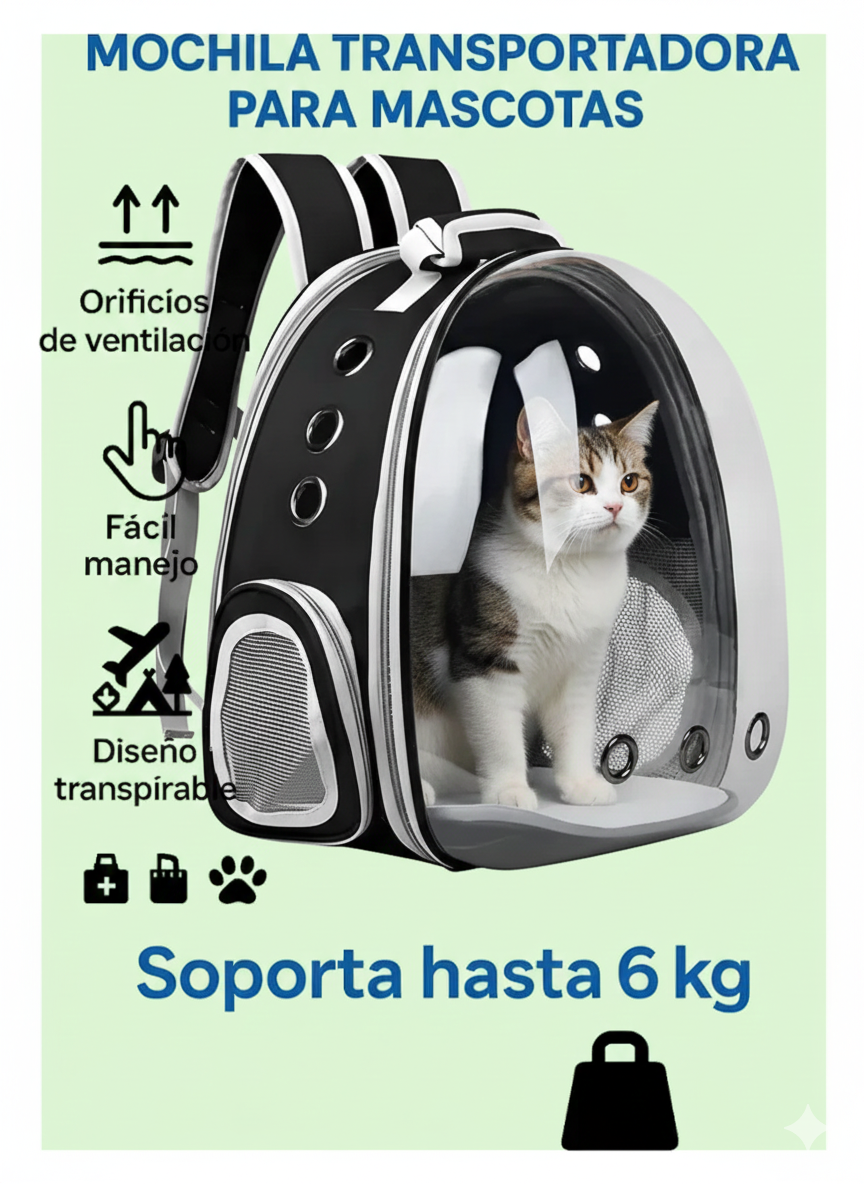 Mochila Transportadora para Gatos: Acolchada, Ventilada y de Diseño